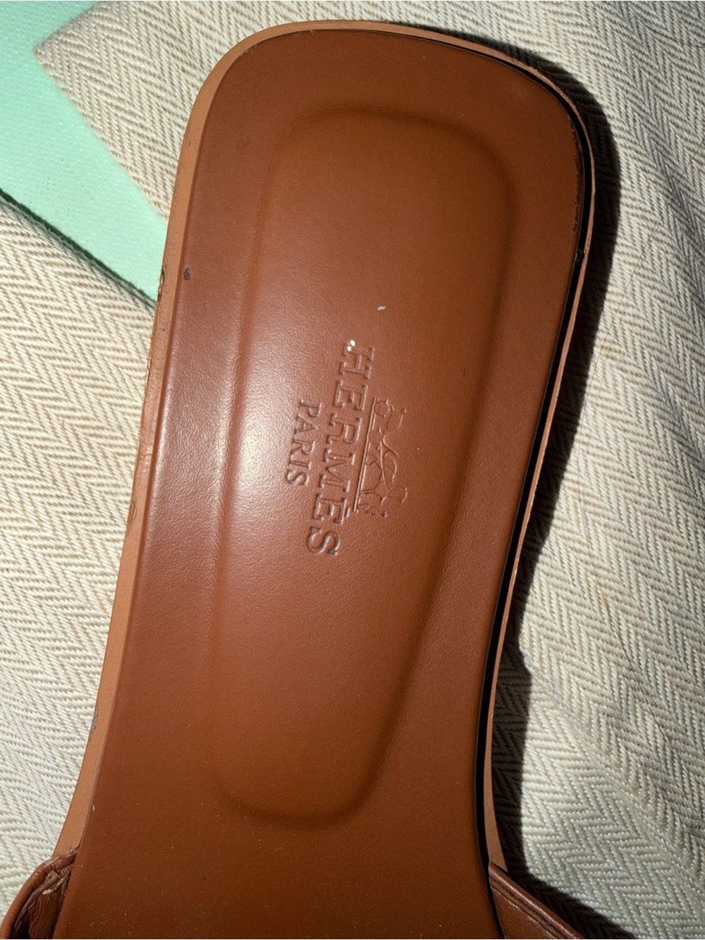 Hermes Brown Oran Leather Slide Sandals - Picture 2 of 5